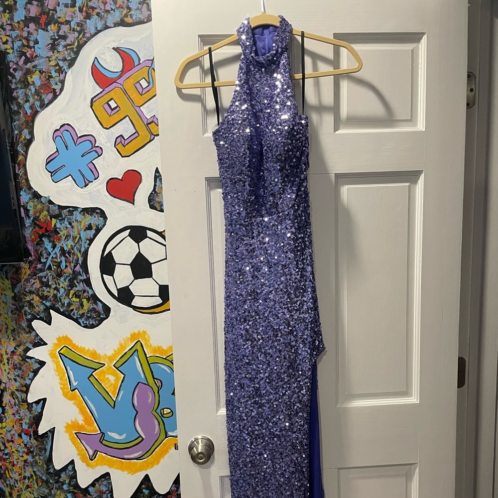 DARK PURPLE SEQUIN TIGHT PROM DRESS